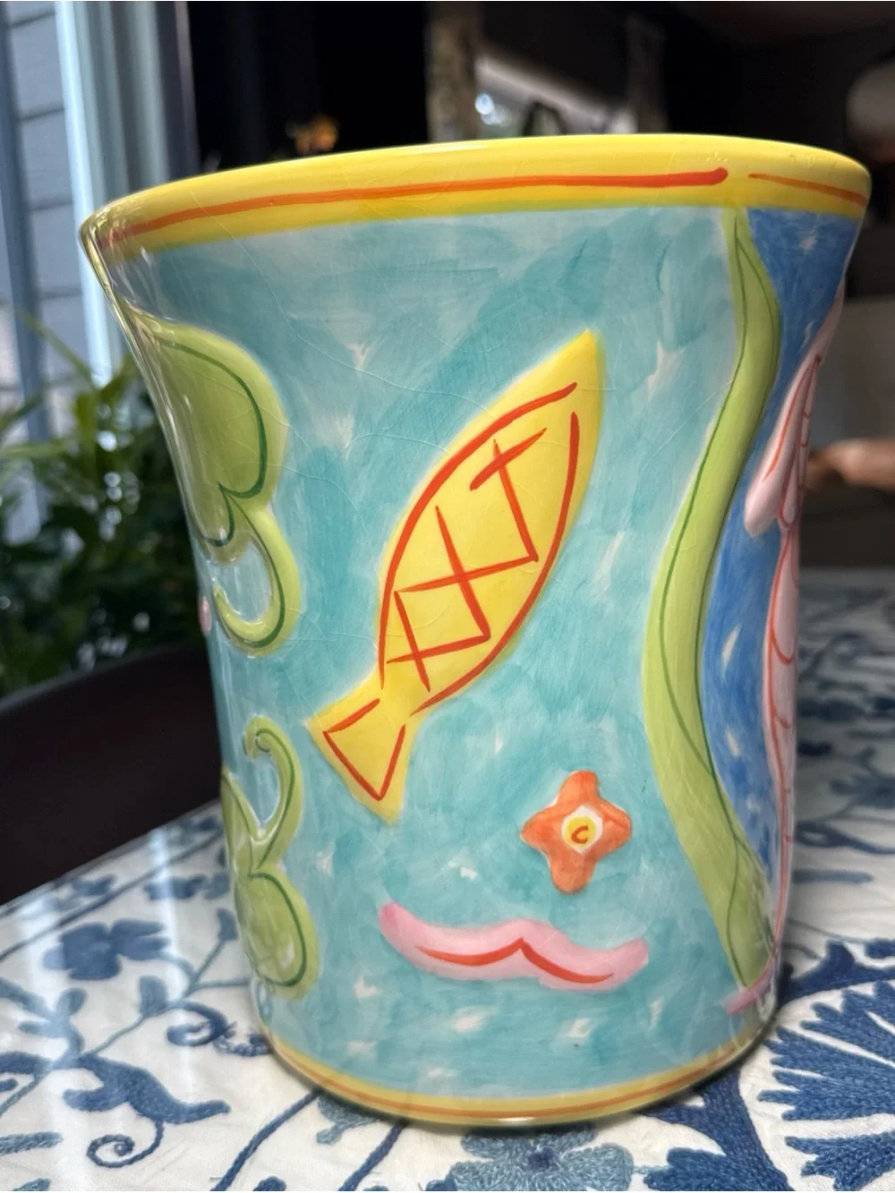 Cottagecore Wastebasket Pamela Ferrari Nieman Marcus Ceramic Whimsical Mermaid